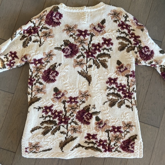 Vintage Cream Floral Embroidered Sweater XL - Picture 5 of 6